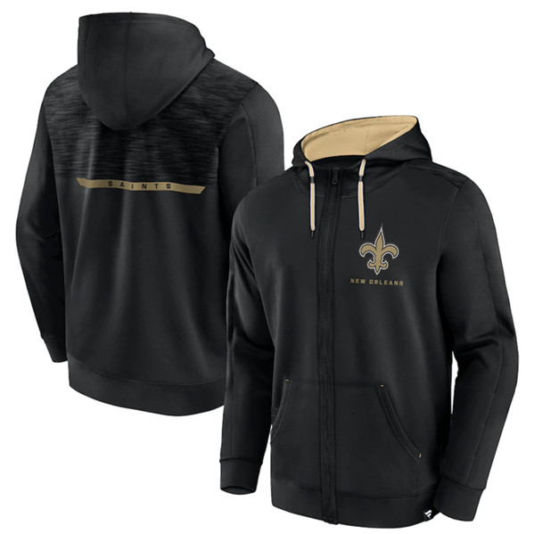 Men's New Orleans Saints Black Defender Evo Full-Zip Hoodie